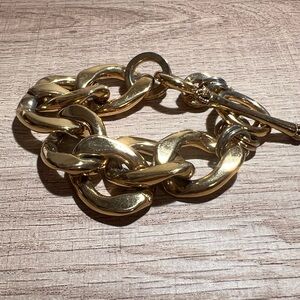 Rare Juicy Couture Gold Thick Chain Link Bling Toggle Bracelet 7” Jewelry EUC